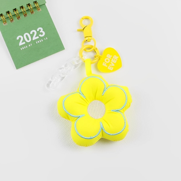 Kreativ Sakura stof blomst nøglering smykker lanyard pige dreng yellow