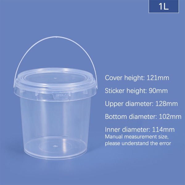 150ML-1500ML plastikspande + låg - tomme hvide med håndtag - 300ML