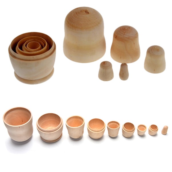 5 st/ set omålade häckande dockor Trä DIY Blank Embryon