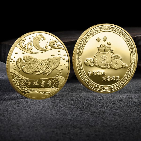 1 stk. 2024 Nytårs held og lykke til dig Fu Koi minde Gold
