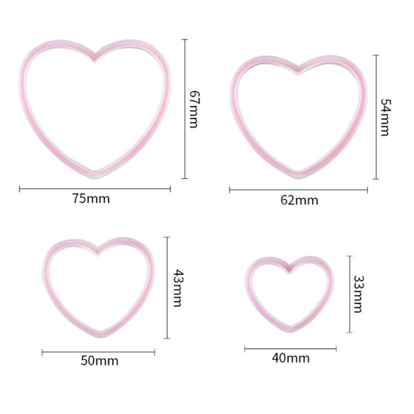 4 stk. Hjerteformet Plastik Kageform Cookie ter Biscuit Stempel Su