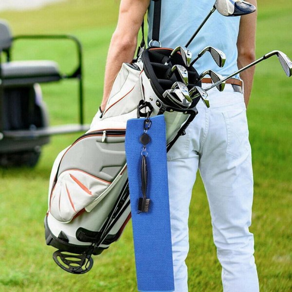 Golfhandduk våffelmönster bomull med karbinhake rengöringshanddukar Black