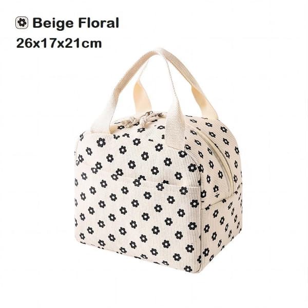 Blomster- og ternet design Vintage fløjlsisoleret madtask C2 4