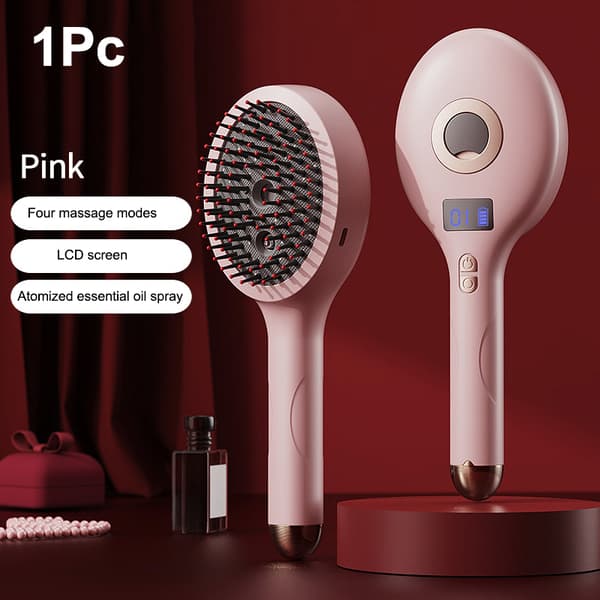 Elektrisk hårväxtkam Vibrationsmassager Rött Ljus Terapi Pink