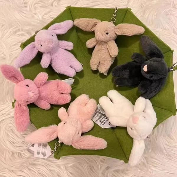 Stuffed Animals e Cartoon Nyckelring Prydnad Leksak Flickväska Bilnyckel Light gray