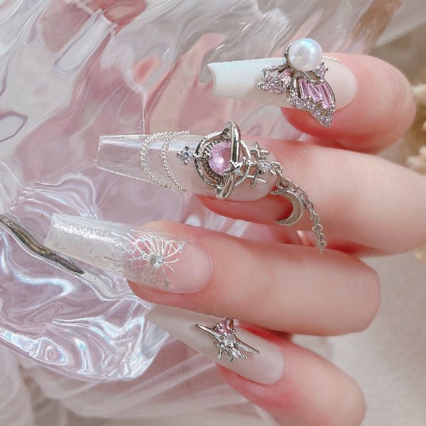 3stk 3d Rosa Zircon Nails Smykker Diy Decals Crystal Gems Nail 3272