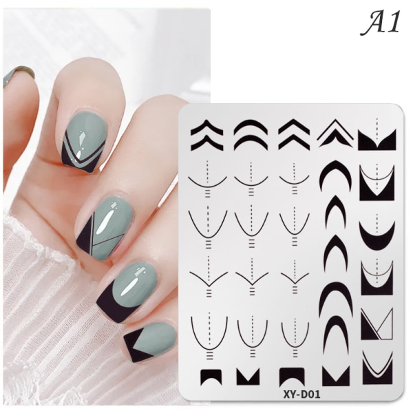 Nail Art Stempling Plader Billede Stempel skabelon Flower Grid Charm A1