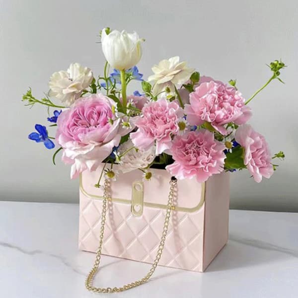 Bärbar blomlåda ros förpackningslåda presentpåse Black