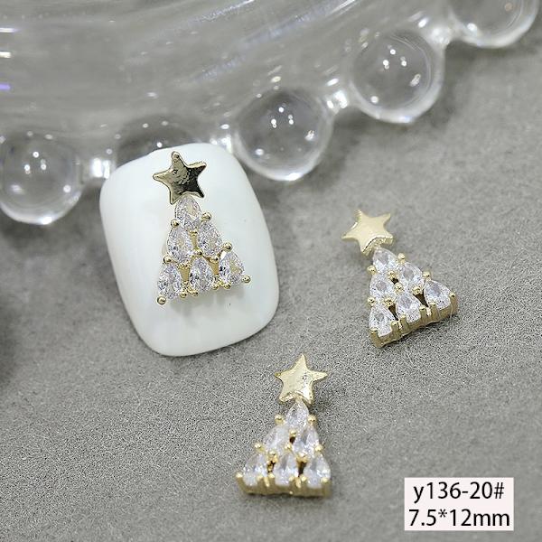 1 stk Glitter Full Zirkon Juletre Perler Diamanter Legering Nai A8