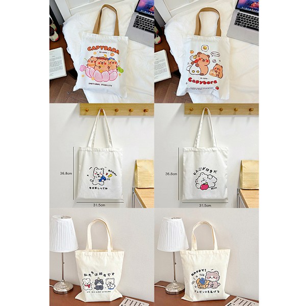 e Kapibala Canvas Bag Capybara Large Capacity Shopping Bag Shou A2