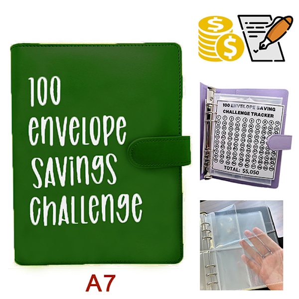 100 kuvert udfordring mappe par udfordring begivenhed notesblok sa A7