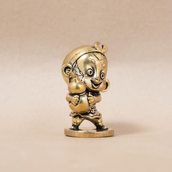 Retro messing tegneserie Sun Wukong klemmer kalebass-figur til hjemmekontoret