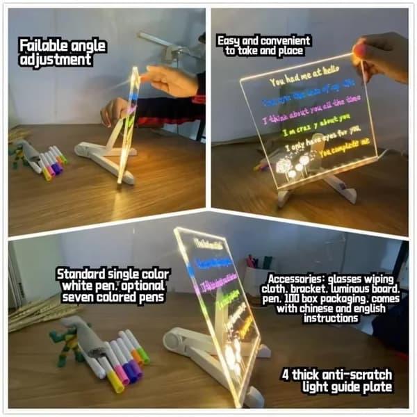 Barn Lysende Slettbart Tegnebrett Gjenbrukbart Meldingstavle 20×30CM