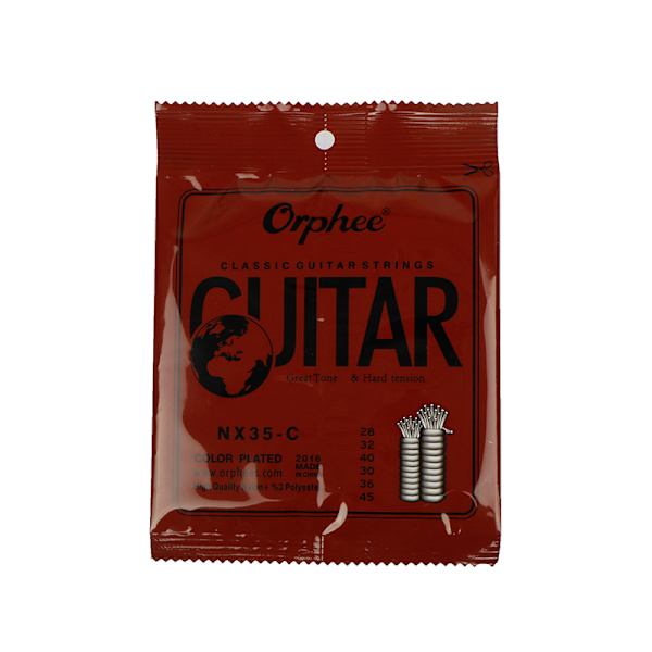 6 stk/parti nylon + 3 % polyester klassisk guitarstreng NX35-C Colo