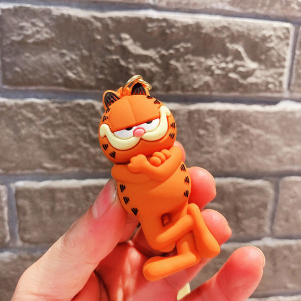 Kawaii Garfield Cat Pendant Nyckelring Bilnyckelring Telefonväska Or A1