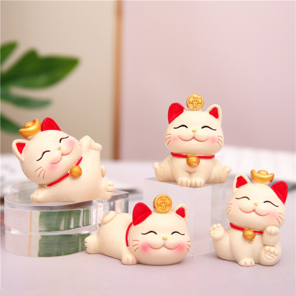 Kawaii Cat Figurine Wealth Fortune Sculpture Gaming Office Tabell A1