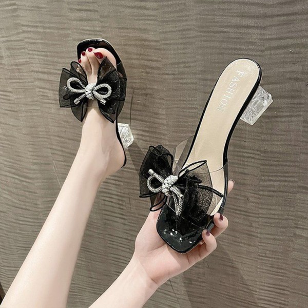 Fairy Style 2024 Summer New Style Internet Celebrity Pearl Bow Black 35