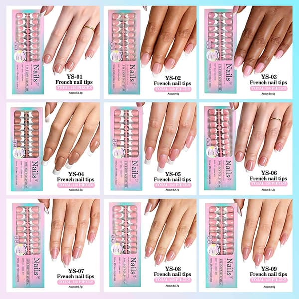 150 st Press On Nails Fransk Form Nageltips Manikyrset 1 A2