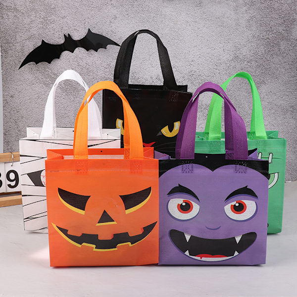 Halloween kangaskassit, joissa on kurpitsa, aave, lepakko ja muumio 2