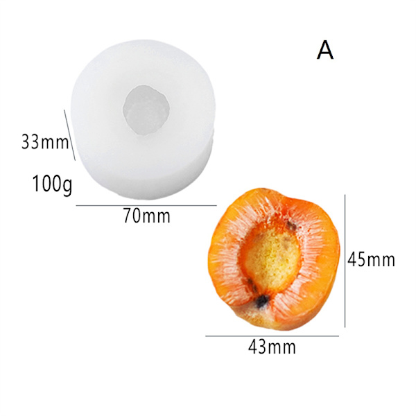 3D Silikon Ljusform Aprikos Aromaterapi Ljustvålform A