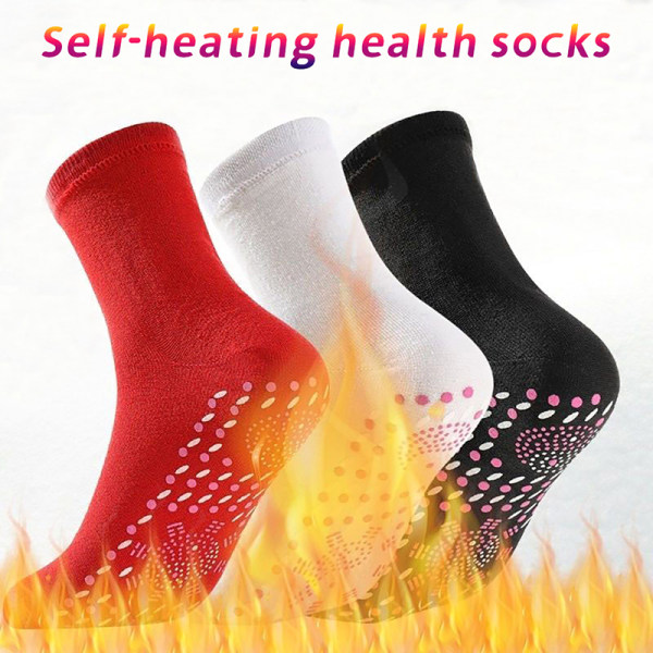 Självvärmande Sockor för Män och Kvinnor - Fotmassage med Magnetisk Terapi Black