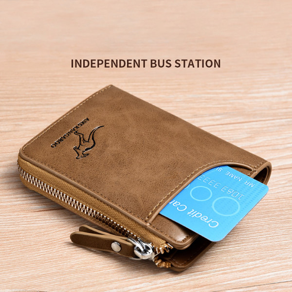 Kangaroo Wallet RFID-blockerande plånbok med dragkedja Multi Credit C C