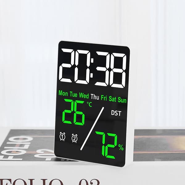 Digital väckarklocka TEMP Luftfuktighet Datum Vecka Display 2 Larm Snooze A10