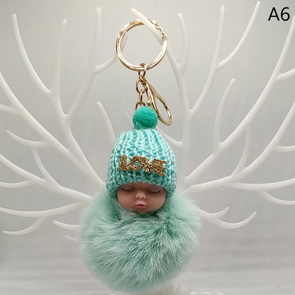 Sleeping Baby Avaimenperä ja Fluffy Pehmo Doll Avaimenperät Naisten Tytöt A6