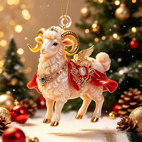 Jouluinen lammaskoriste litteä akryyli e Lammas roikkuva riipus Ch A58