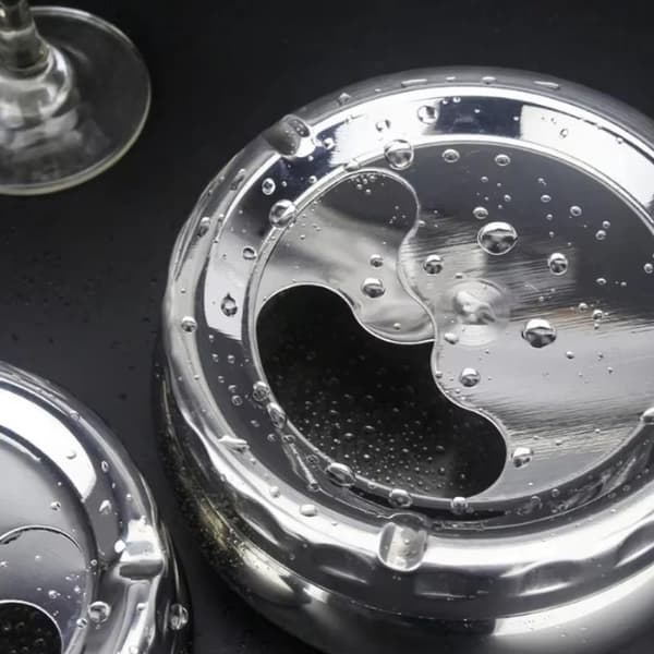 Askebeger i rustfritt stål med vindtett lokk, rustfritt design 3 Silver 14cm