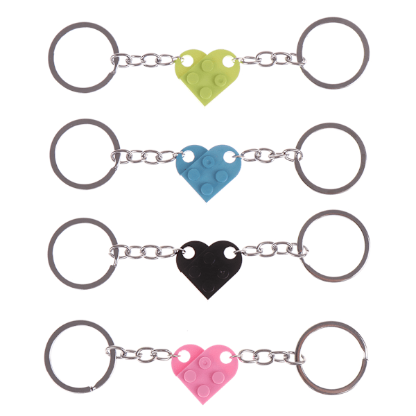 2 stk Cute Love Heart Brick Nøglering Red