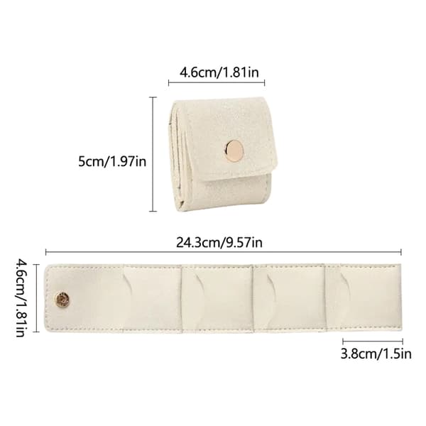 4 rum smykkeopbevaringspose bærbar mini smykkepose Beige