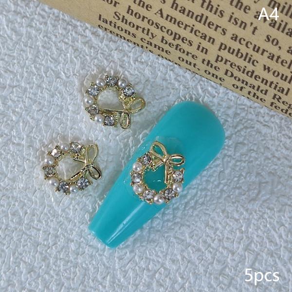 5 st 3D Rhinestone Crystal Nagelkonst Garland Pärla Hängande Charms A3