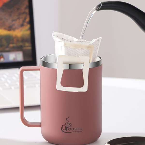 Kaffekopp med lokk Termokopp i rustfritt stål for både H A3
