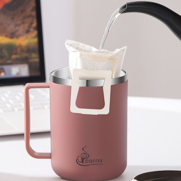 Kaffemugg med lock Termosmugg i rostfritt stål för både H A8