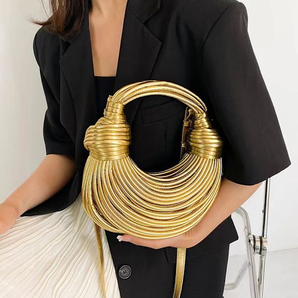 Håndvesker For Dame Håndvevde Nudler Poser Rope Knotted Pulled Ho Gold