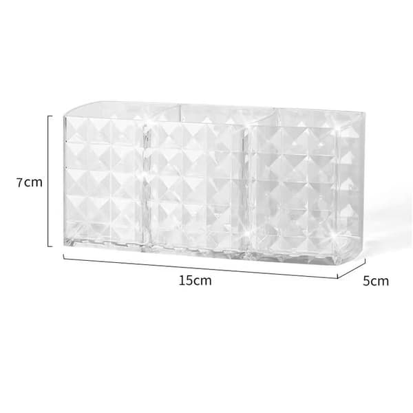 1 stk. 3-rums makeupbørsteholder makeup-organizer kosmetikopbevaring