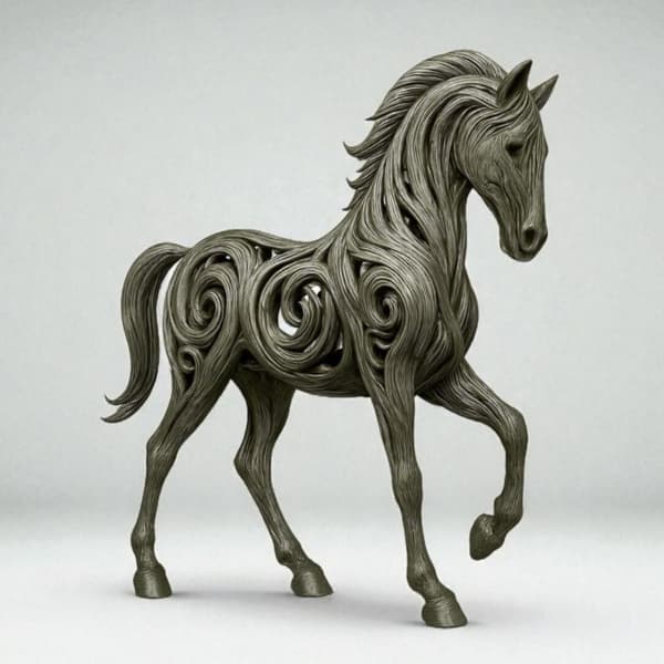 3D-printet hul hestefigur egnet til skrivebord Coffee
