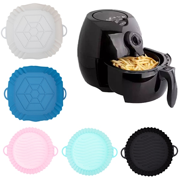 Silikon Air Fryer Pot Korgfoder Non-Stick Säker Ugn Bakning RoundBlack