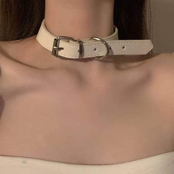 Trendy Punk Bælte Choker til Kvinder Piger Sød Cool PU Læder C Red