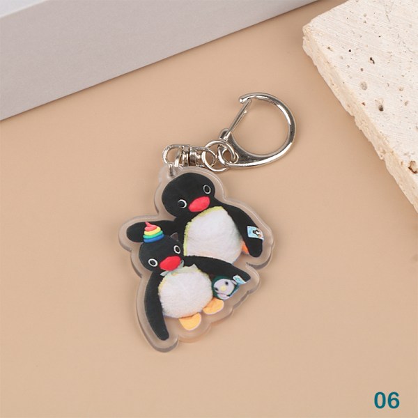 Tecknad akryldocka nyckelring Kawaii Penguin Perifer Toy Bac 06