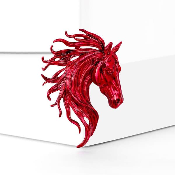 Trendy emalje hestehodebrosjer for kvinner Dyrekretsdyr Pins Red