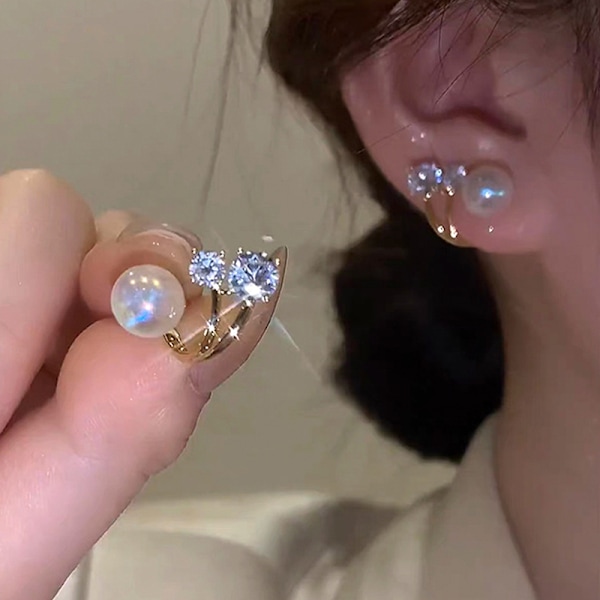 Zircon Pearl øredobber for kvinner Mote krystall øredobber studs 1 Pair