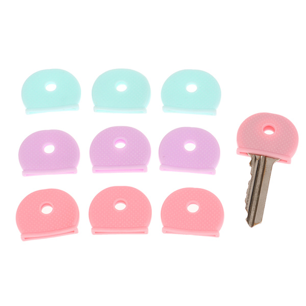 10 st blandade färger PVC-nycklar Caps Topper Elastiskt case för DIY Key