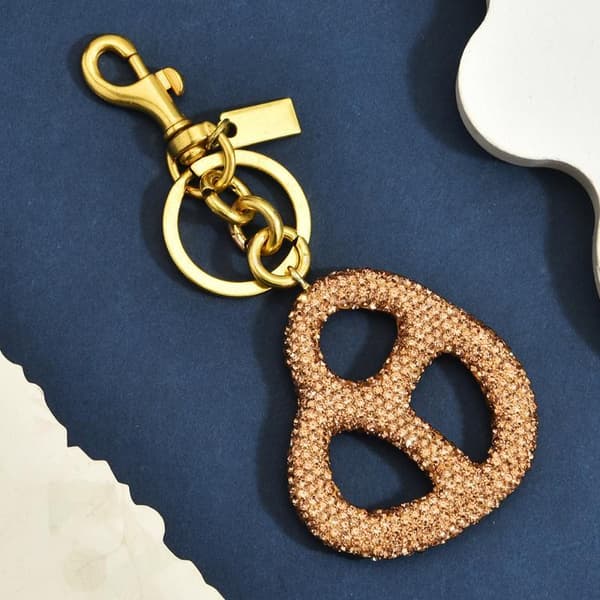 Glitrende Rhinsten Saltkringle Taske Charms Champagne Guld Krystal Silver