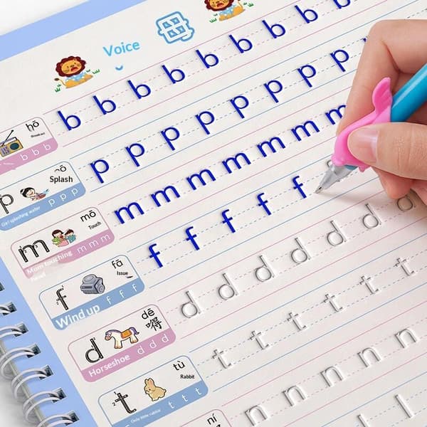 Genanvendelig Børne 3D Rillet Skrivebog Til Kalligrafi Tal H alphabets