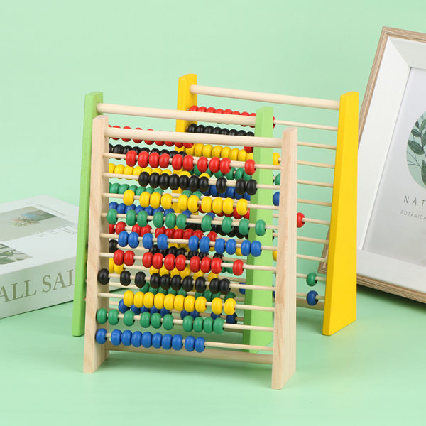 Matematik Træ Abacus Counter Pædagogisk Legetøj til 3-6 år Apricot