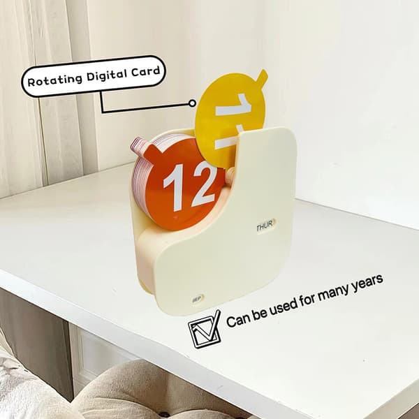 Bordkalender med flip-display Genanvendelig kalender for hvert år