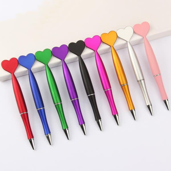 12 stk. Valentinsdag Hjerteformede Penne Sort Gel Blæk Rollerball A10