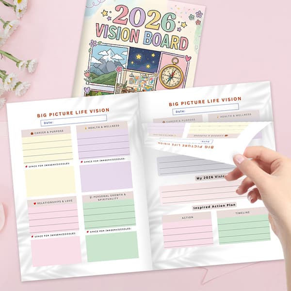2026 Vision Board og Målplanlegger: Manifestér ditt beste liv med Multicolor